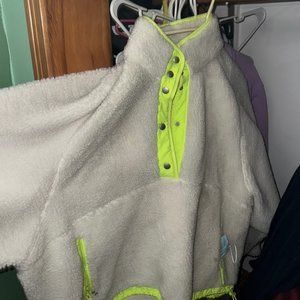 American eagle sherpa pullover with neon accents